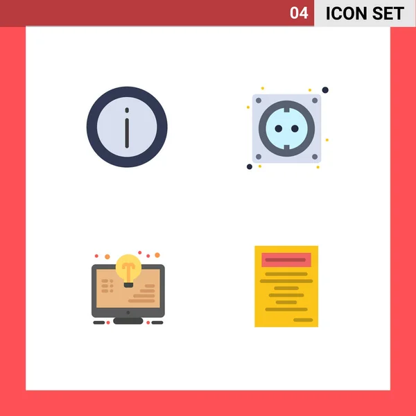 Modern Set Flat Icons Pictograph Help Bulb Sign Computer Light — Stock Vector
