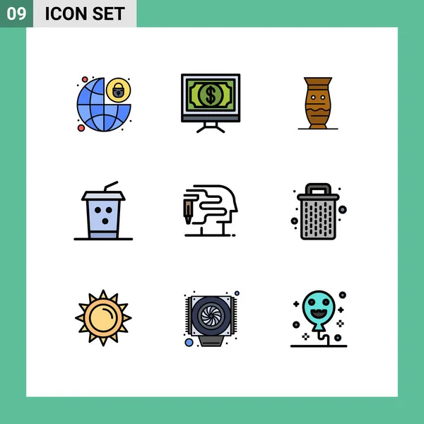 Icône Vectorielle Stock Paquet Signes Symboles Ligne Pour Emporter Cola — Image vectorielle