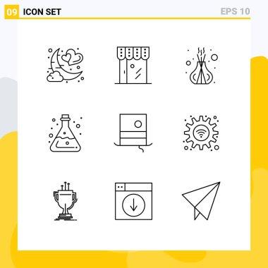 Mobil ve Apps asitleri, laboratuvar, dükkan, kimya, spa Düzenlenebilir Vektör Tasarım Elemanları için 9 Özet kavramı