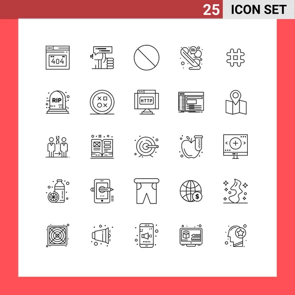 Universal Icon Symbols Group Modern Lines Tweet Follow Cancel Telephone — Stockvektor