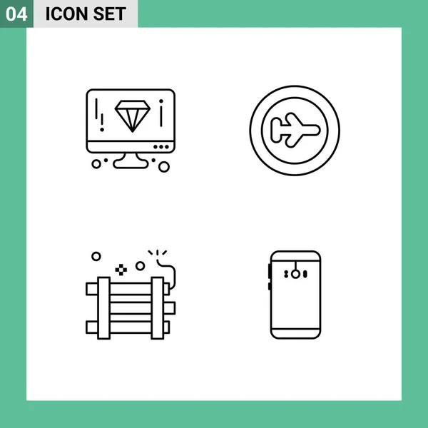 Universal Icon Symbols Group Modern Filledline Flat Colors Design Δυναμίτη — Διανυσματικό Αρχείο