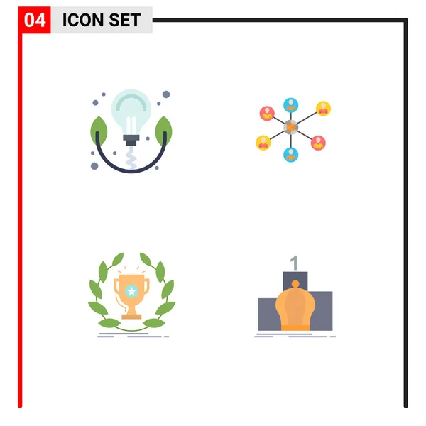 Set Vector Flat Icons Grid Energy Prize Wlan Group Victory — Stock Vector
