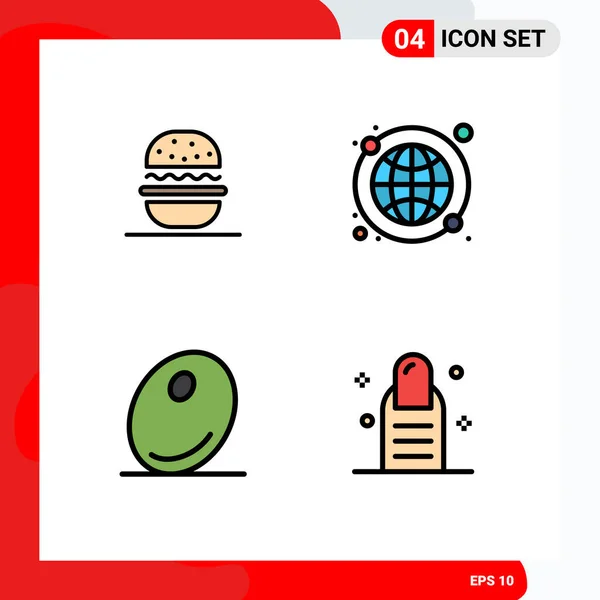User Interface Filledline Flat Color Pack Modern Signs Sysymbols Burger — Archivo Imágenes Vectoriales
