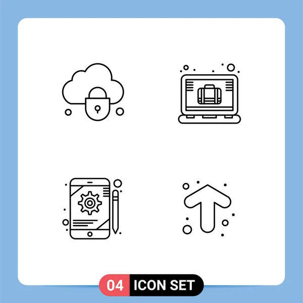 Stock Vector Icon Pack Line Signs Symbols Internet Configuration Security — Stock Vector