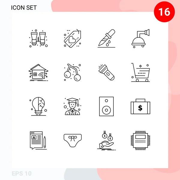 Vector Icon Pack Line Signs Symbols Home Shower Love Clean — 스톡 벡터