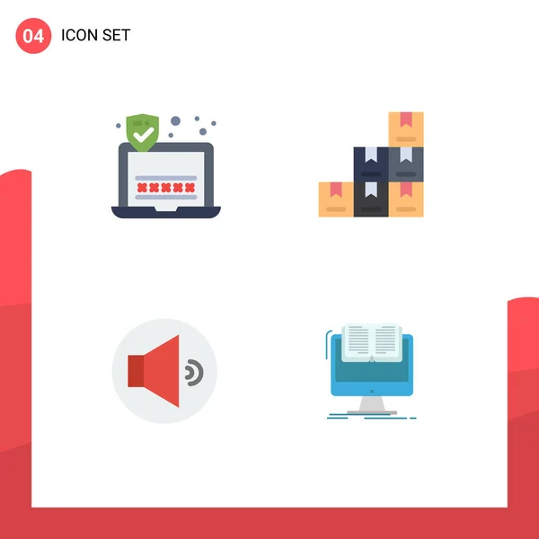 Thematic Vector Flat Icons Editable Sysymbols Password Document Box Sound — Archivo Imágenes Vectoriales