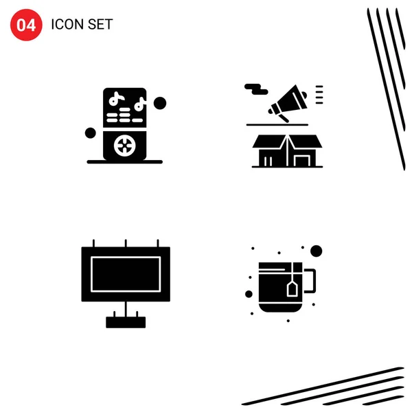 Kreativní Ikony Moderní Značky Symboly Ipod Reklama Přehrávač Megafon Ulice — Stockový vektor