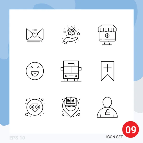Креативных Иконок Современные Знаки Символы Транспортных Средств Счастливые Онлайн Улыбки — стоковый вектор