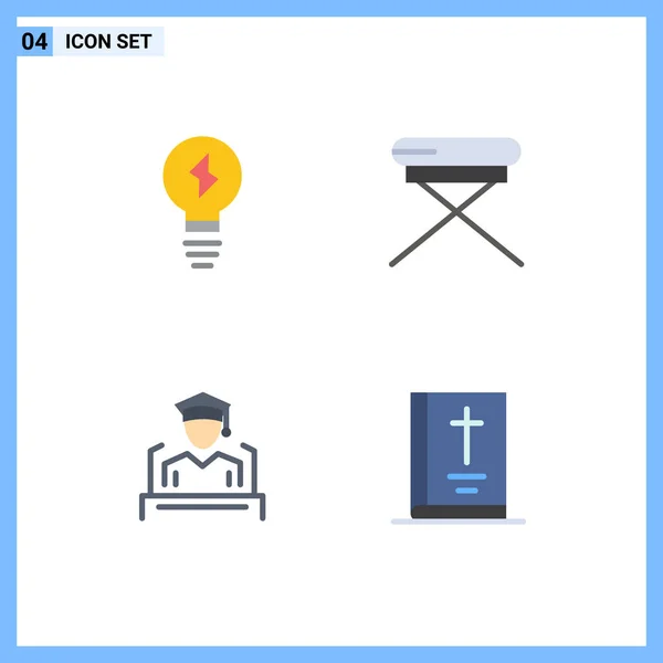 User Interface Flat Icon Pack Signes Symboles Modernes Ampoule Graduation — Image vectorielle