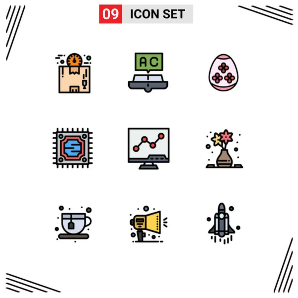 Stock Vector Icon Pack Znaki Symbole Liniowe Dla Analitycznych Microchip — Wektor stockowy