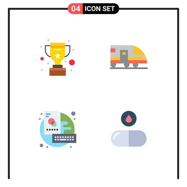 Universal Flat Icons Set Web Mobile Applications Cup Chave Recompensa — Vetor de Stock