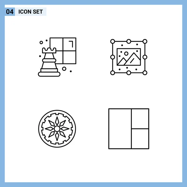 Set Von Vector Filledline Flache Farben Auf Gitter Für Schach — Stockvektor