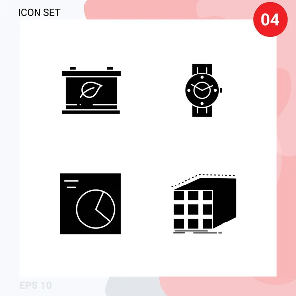 Stock Vector Icon Pack Mit Linienzeichen Und Symbolen Für Batterie — Stockvektor