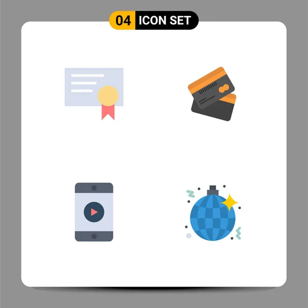 Universal Icon Symbole Grupa Nowoczesne Płaskie Ikony Certyfikatu Zakupy Karta — Wektor stockowy