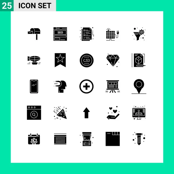 Icônes Créatives Signes Modernes Symboles Soleil Énergie Seo Page Fichier — Image vectorielle