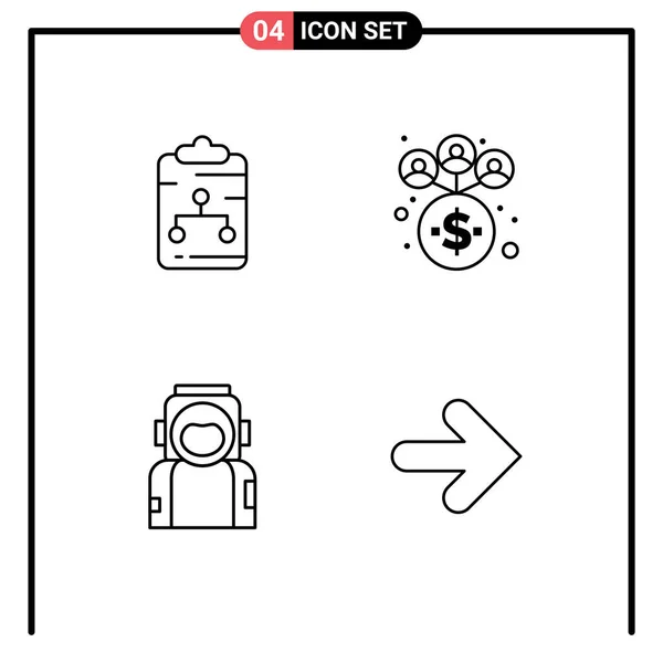 Set Modern Icons Symbols Signs Clipboard Space Document Management Helmet — Stock Vector