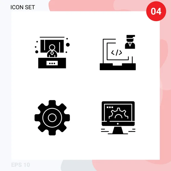 Creative Icons Modern Signs Symbols Conference Media Coding Laptop Multimedia — Stock Vector