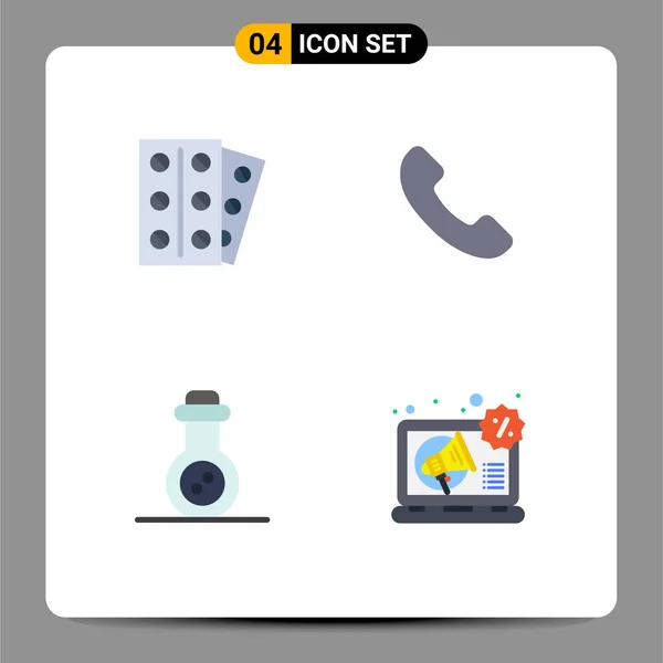 Pictogram Set Simple Flat Icons Medical Tube Tablet Call Digital — Stock Vector