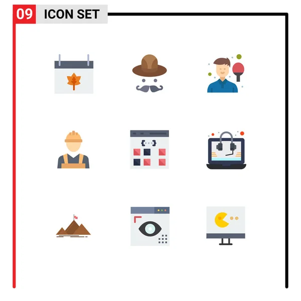 Icône Vectorielle Stock Paquet Signes Symboles Ligne Pour Codage Travailleur — Image vectorielle