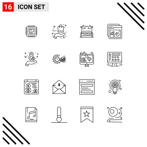 Symboles Icône Universelle Groupe Contours Modernes Site Web Taux Achats — Image vectorielle