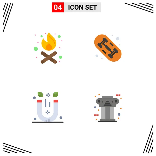 Pack Modern Flat Icons Signs Symbols Web Print Media Bonfire — Stock Vector