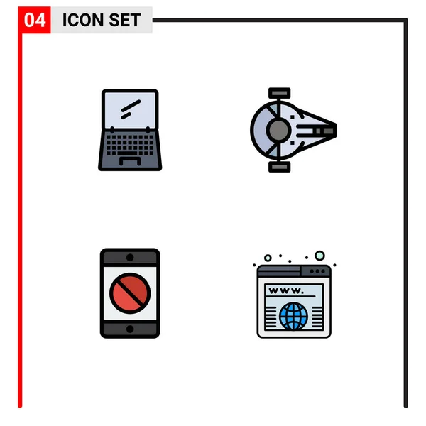 Universal Icon Symbols Group Modern Filledline Flat Colors Computer Spacecraft —  Vetores de Stock