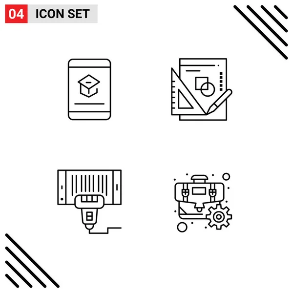 Set Von Modernen Symbolen Symbole Zeichen Für Buch Barcode Wissen — Stockvektor