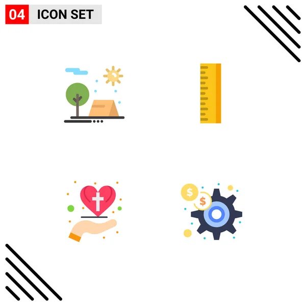 Pack Creative Flat Icons Adventure Care Heart Nature Design Christian — Stockvector