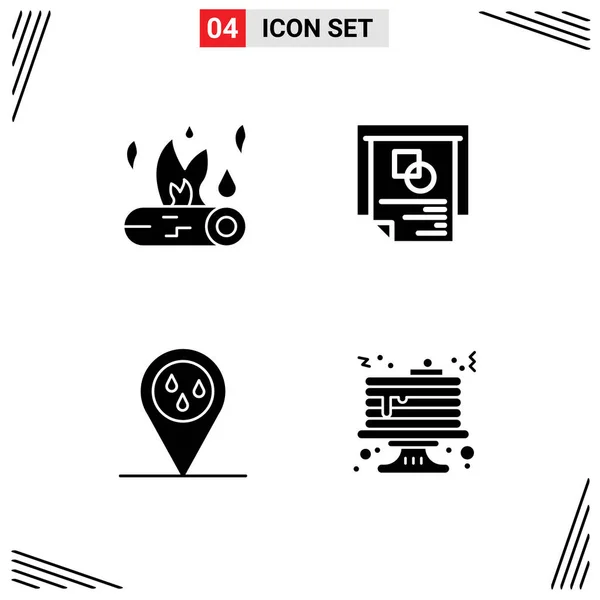 Stock Vector Icon Pack Line Signs Sysymbols Bonfire Forecast Fire — Archivo Imágenes Vectoriales