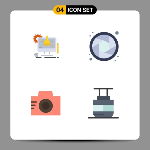 Creative Icons Modern Signs Sysymbols Chemical Photo Technology Shutter Sky — Vector de stock