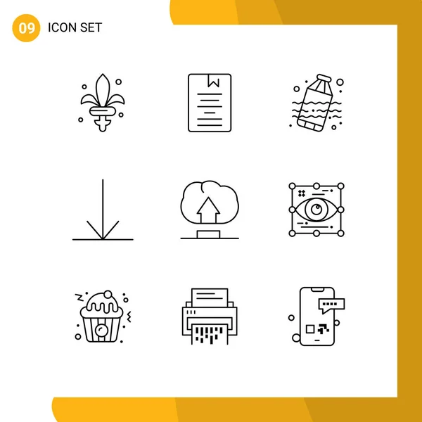 Set Modern Icons Sysymbols Signs Art Upload Learning Interface Arrow — Vector de stock