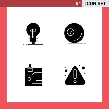 4 Evrensel Katı Semboller İşletme, İş, Ürün, Spor, Düzenlenebilir Vektör Tasarımı Elementleri