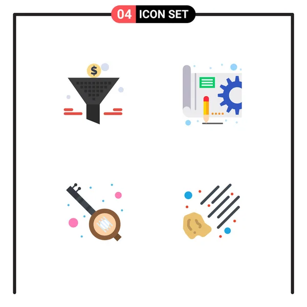 Stock Vector Icon Pack Line Signs Symbols Filter Music Return — 스톡 벡터