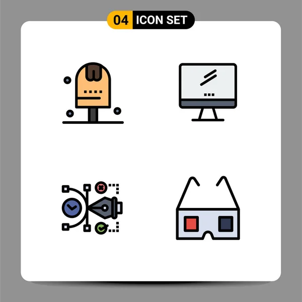 Vector Stock Icon Pack Líneas Señales Símbolos Para Cocina Monitor — Vector de stock