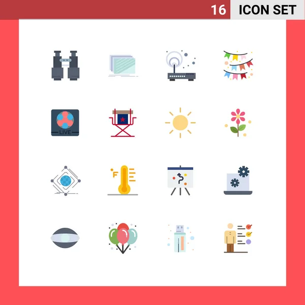 Interface Usuário Flat Color Pack Modern Signs Symbols Party Celebrate —  Vetores de Stock