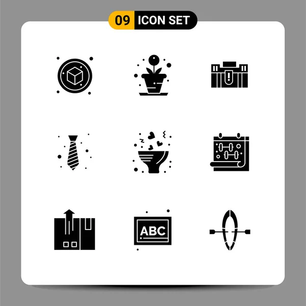 Icônes Créatives Signes Modernes Symboles Cravate Usure Cas Bureau Voyage — Image vectorielle