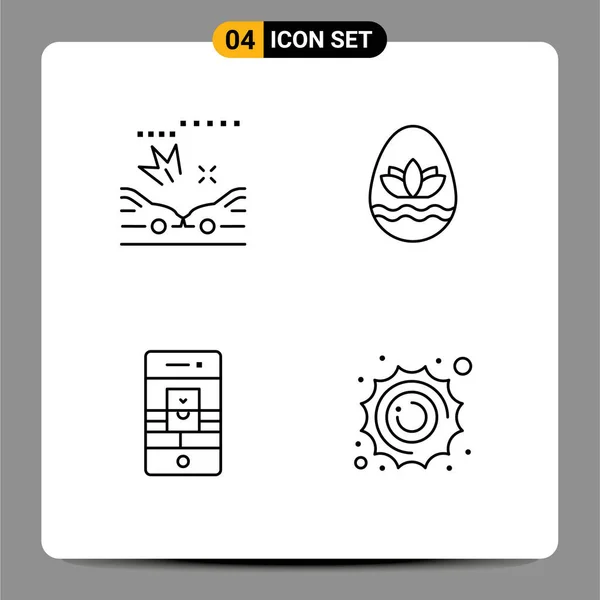 Stock Vector Icon Pack Mit Zeilenzeichen Und Symbolen Für Auto — Stockvektor