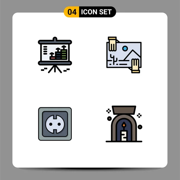 Conjunto Icones Modernos Símbolos Sinais Para Análise Foto Gráfico Distribuição — Vetor de Stock