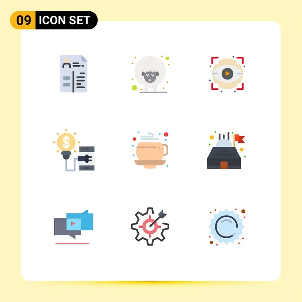 Universal Icon Symbols Group Modern Flat Színek Csésze Technológia Szem — Stock Vector