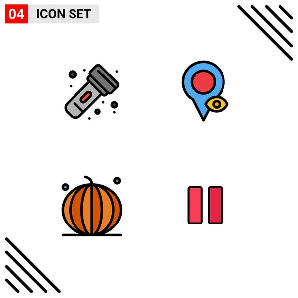 Stock Vector Icon Pack Line Signs Symbols Camping Halloween Torch — Stock Vector