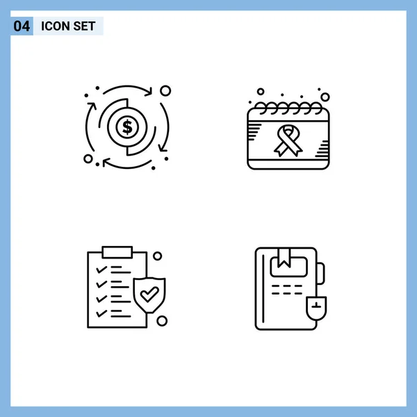 Mobile Interface Line Set Pictograms Dollar Document Transfer Day Policy — Stock Vector