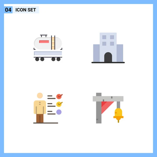 Set Commercial Flat Icons Pack Truck Professional Skills Construction Journey — Vector de stock