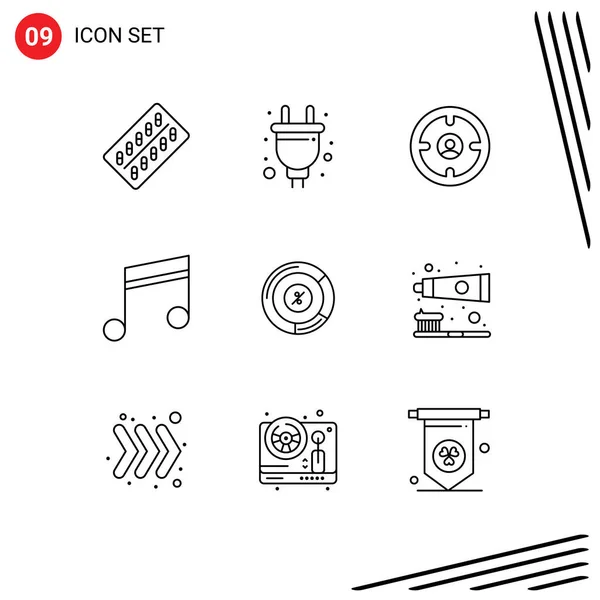 Set Modern Icons Símbolos Sinais Para Música Mídia Hardware Álbum —  Vetores de Stock