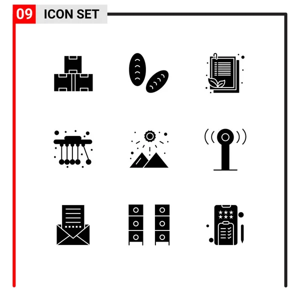 适用于高山 剪贴板 物理可编辑矢量设计元素的9组现代固字集 — 图库矢量图片