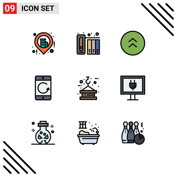 Stock Vector Icon Pack Line Signs Symbols Hook Mobile Circle — стоковый вектор