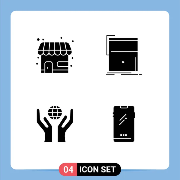 Universal Icon Symbols Group Modern Solid Glyphs Market Care Store — Διανυσματικό Αρχείο