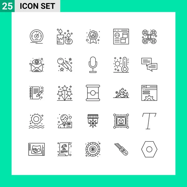 Universal Icon Symbols Grupo Líneas Modernas Desarrollo Codificación Vela Navegador — Vector de stock