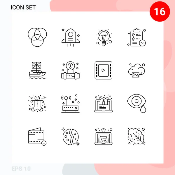 Set Modern Icons Symbols Signs European Light Bulb Britsky Time — Stockový vektor