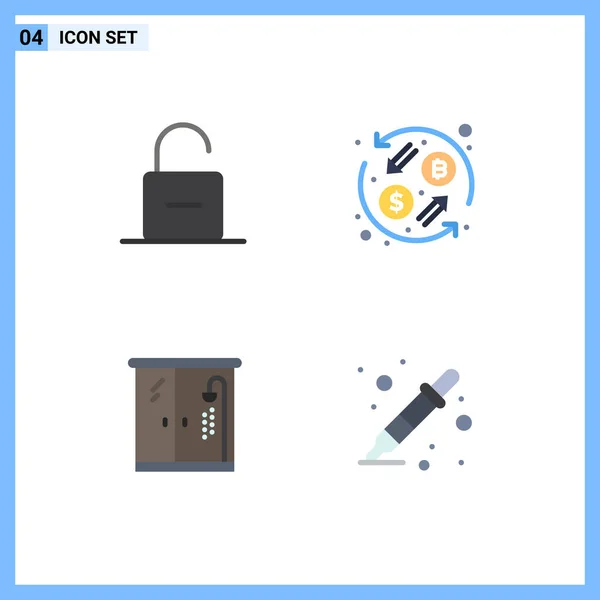 User Interface Pack Basic Flat Icons Lock Home Security Currency — Stockový vektor