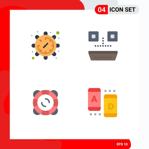 Pictograma Conjunto Simples Iconos Planos Engranaje Seguridad Reloj Comida Restaurante — Vector de stock